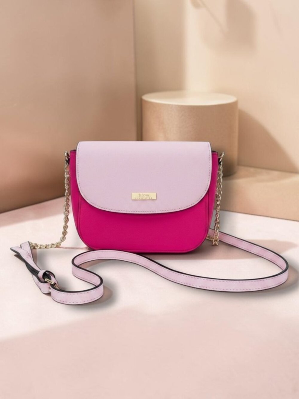 Trina by Trina Turk Two-Tone‎ Pink Satchel Crossbody Bag